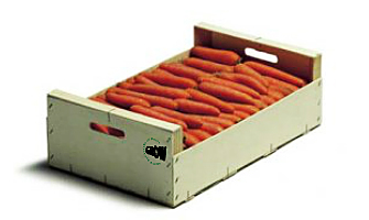 Envases de madera para zanahorias de 50x30cm